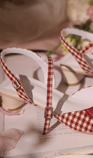 WHITE PLAID BOW STRAP SANDALS