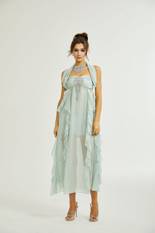 Salilah embellished ruffled dress