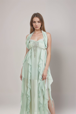 Salilah embellished ruffled dress