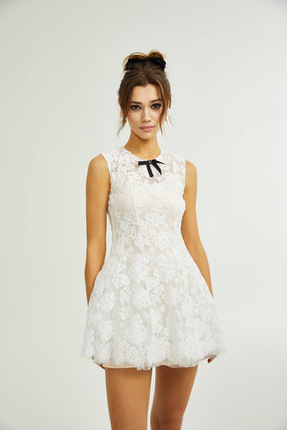 Lanetta guipure lace tulle-skirt dress