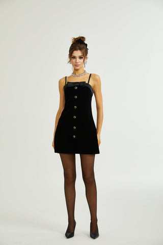 Reeva bow-embellished velvet mini dress