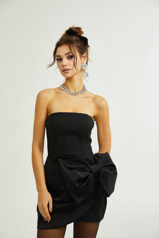 Lanetta bowknot asymmetric dress