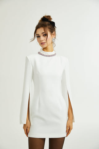 Claretta split-cuffs embellished dress