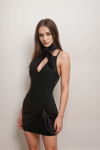 Amelie crossover-neck asymmetric dress