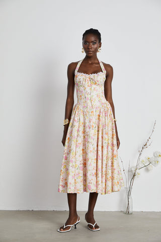 Odette floral-print halterneck midi dress