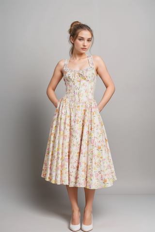 Odette floral-print halterneck midi dress