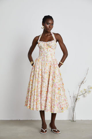 Odette floral-print halterneck midi dress