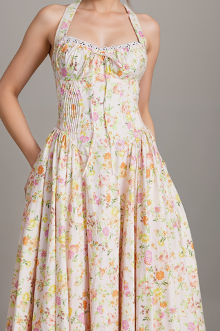 Odette floral-print halterneck midi dress