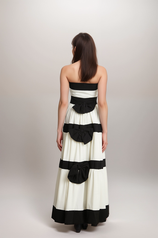 Sandrine pleated bow-embellished maxi dress