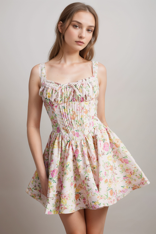 Kara floral-print cotton mini dress