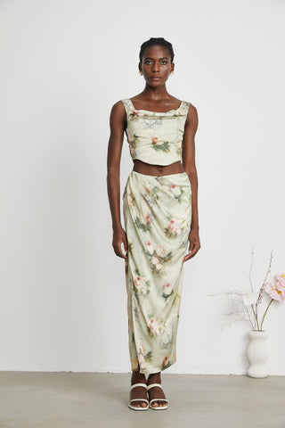 Viviane floral-print top & skirt matching set