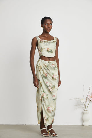 Viviane floral-print top & skirt matching set