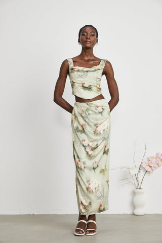 Viviane floral-print top & skirt matching set