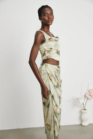 Viviane floral-print top & skirt matching set