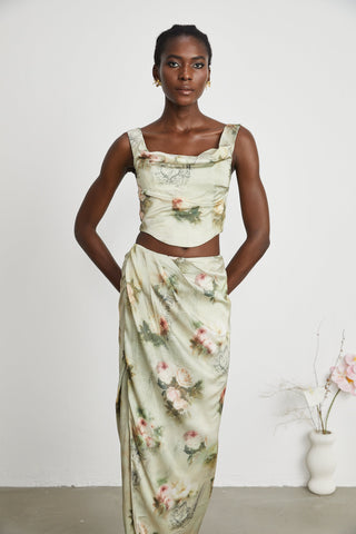 Viviane floral-print top & skirt matching set