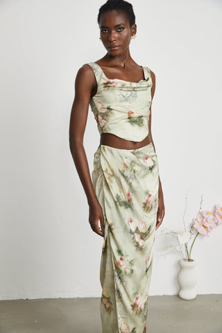 Viviane floral-print top & skirt matching set