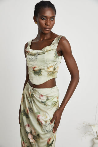 Viviane floral-print top & skirt matching set