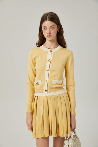 Clémence wool cardigan & skirt matching set