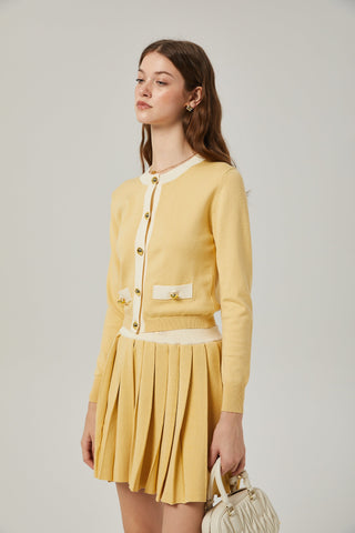 Clémence wool cardigan & skirt matching set