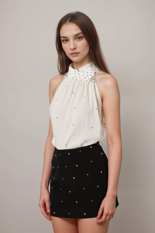 Ayla crystal-embellished top