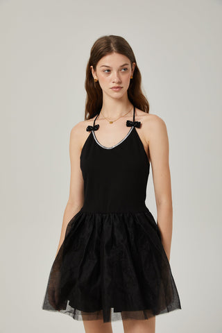 Juliette tulle bow-embellished mini dress