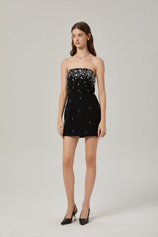 Noya strapless embellished crepe mini dress