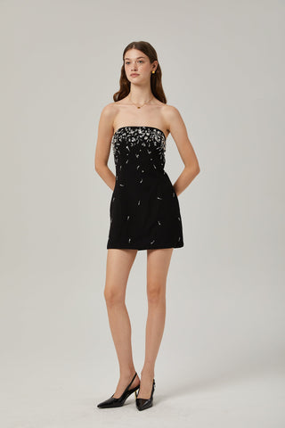 Noya strapless embellished crepe mini dress