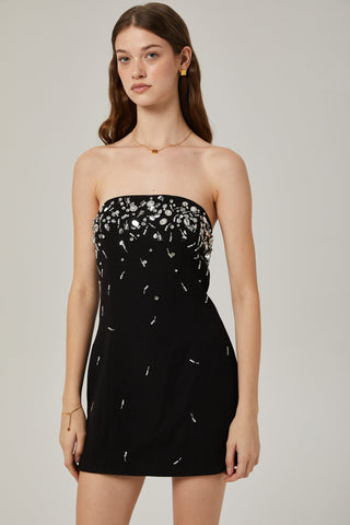 Noya strapless embellished crepe mini dress