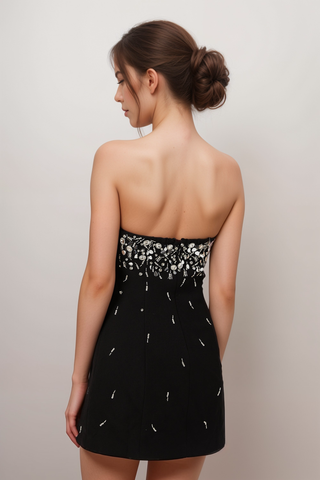 Noya strapless embellished crepe mini dress