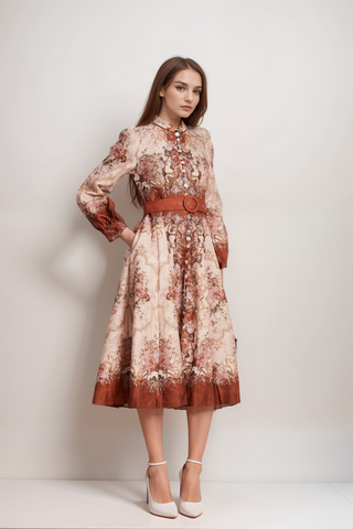 Pénélope crystal-button floral-print midi dress