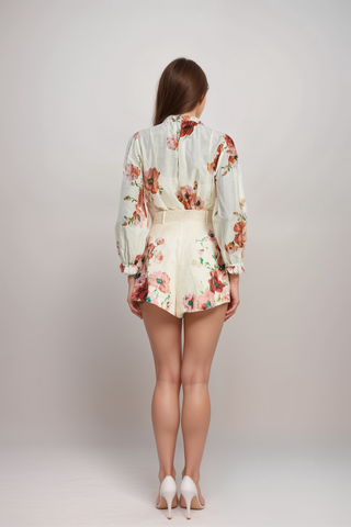 Chantal floral-print shirt & shorts matching set