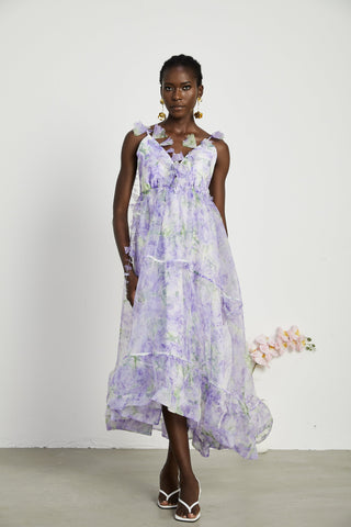 Enora floral-print layered maxi dress