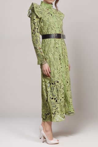 Noémie lace floral-embroidered midi dress in Green