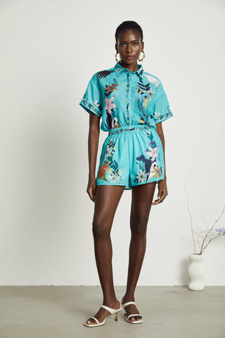 Victoire floral-print shirt & shorts matching set