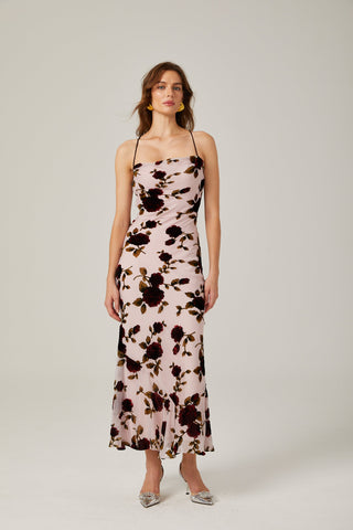 Lore backless floral maxi dress