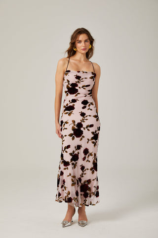 Lore backless floral maxi dress