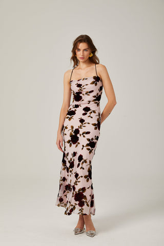 Lore backless floral maxi dress