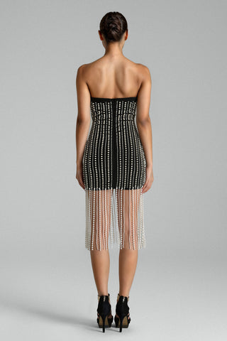 Maura Pearl Tassels Tube Mini Dress