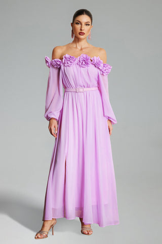 Marge Off Shoulder Flowers Maxi Dress