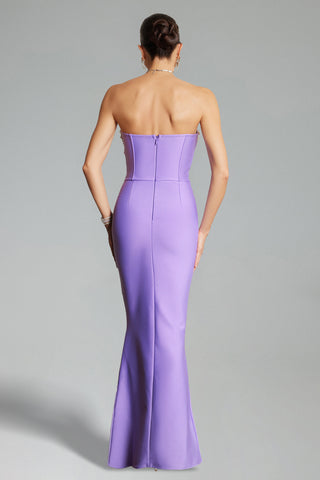 Fawn Pearls Fishtail Maxi Dress - Purple