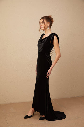 Audrey embellished velvet open-back maxi dress