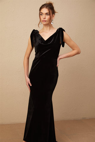 Audrey embellished velvet open-back maxi dress