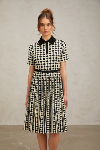 Xavière color-blocked polka-dot knit midi dress