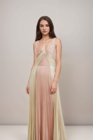 Shiema high-shine pleated dress