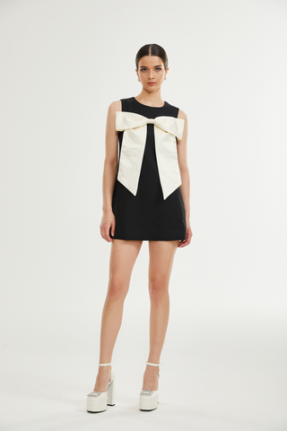 Camillei bowknot black mini dress