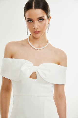 Victoire bow-detail off-shoulder dress