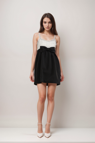 Parisa crystal-embellished bowknot mini dress