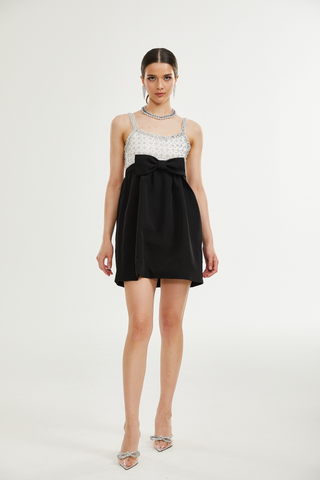 Parisa crystal-embellished bowknot mini dress