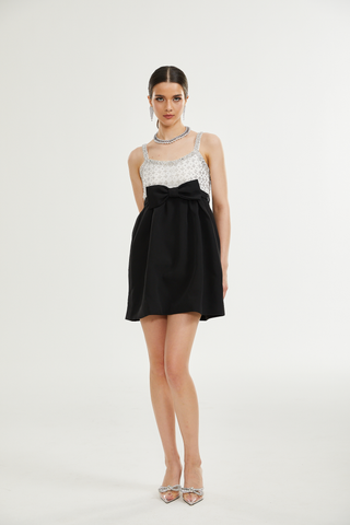 Parisa crystal-embellished bowknot mini dress