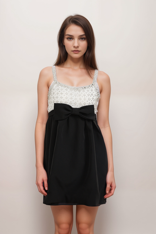 Parisa crystal-embellished bowknot mini dress